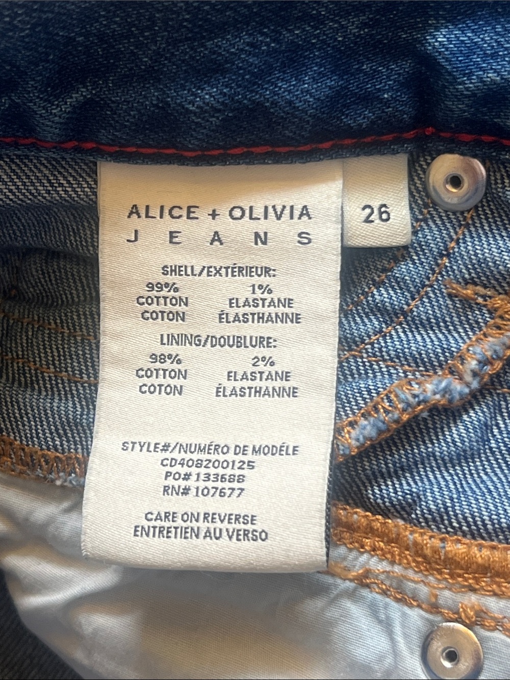 Alice + Olivia Double Waistband Wide Leg Jeans Brooklyn Blue Size 26 - Picture 10 of 12